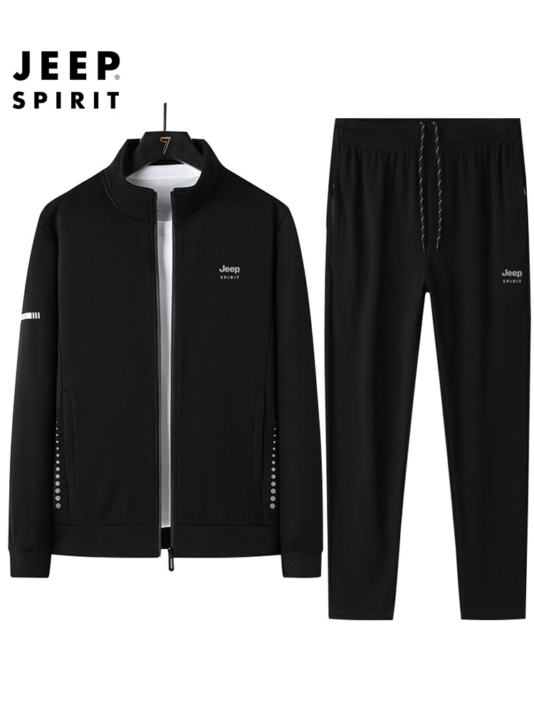 JEEP JEEP 중년 및 노인 순면 스포츠 정장 남성 봄 중년 아빠 봄과 가을 달리기 캐주얼 운동복