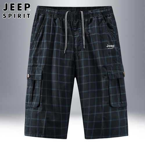 吉普/JEEP纯棉七分裤男休闲短裤
