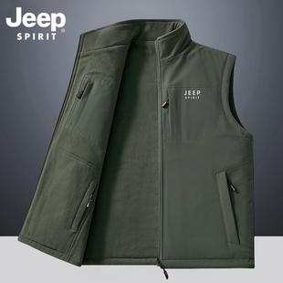 JEEP吉普双面穿马甲男冬季 宽松坎肩马夹中年爸爸外穿背心 2024新款