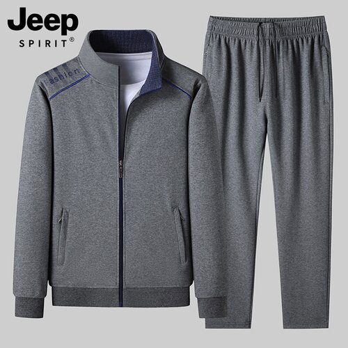吉普中老年纯棉运动套装男士春季