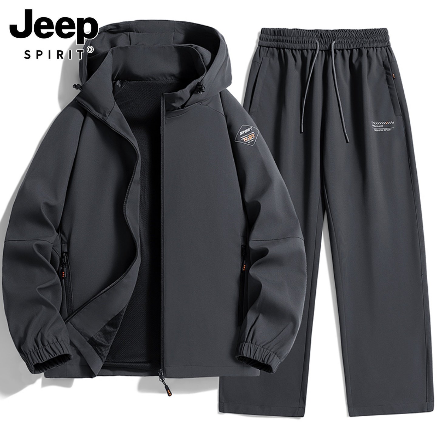 吉普运动套装男款春季2026新款宽松户外两件套春秋款休闲运动服男