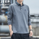 宽松中年爸爸翻领休闲运动长袖 吉普JEEP中老年卫衣男秋季 新款 t恤