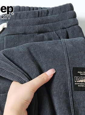 吉普春秋灯芯绒运动裤男士冬季加绒加厚卫裤大码加肥加大条绒裤子