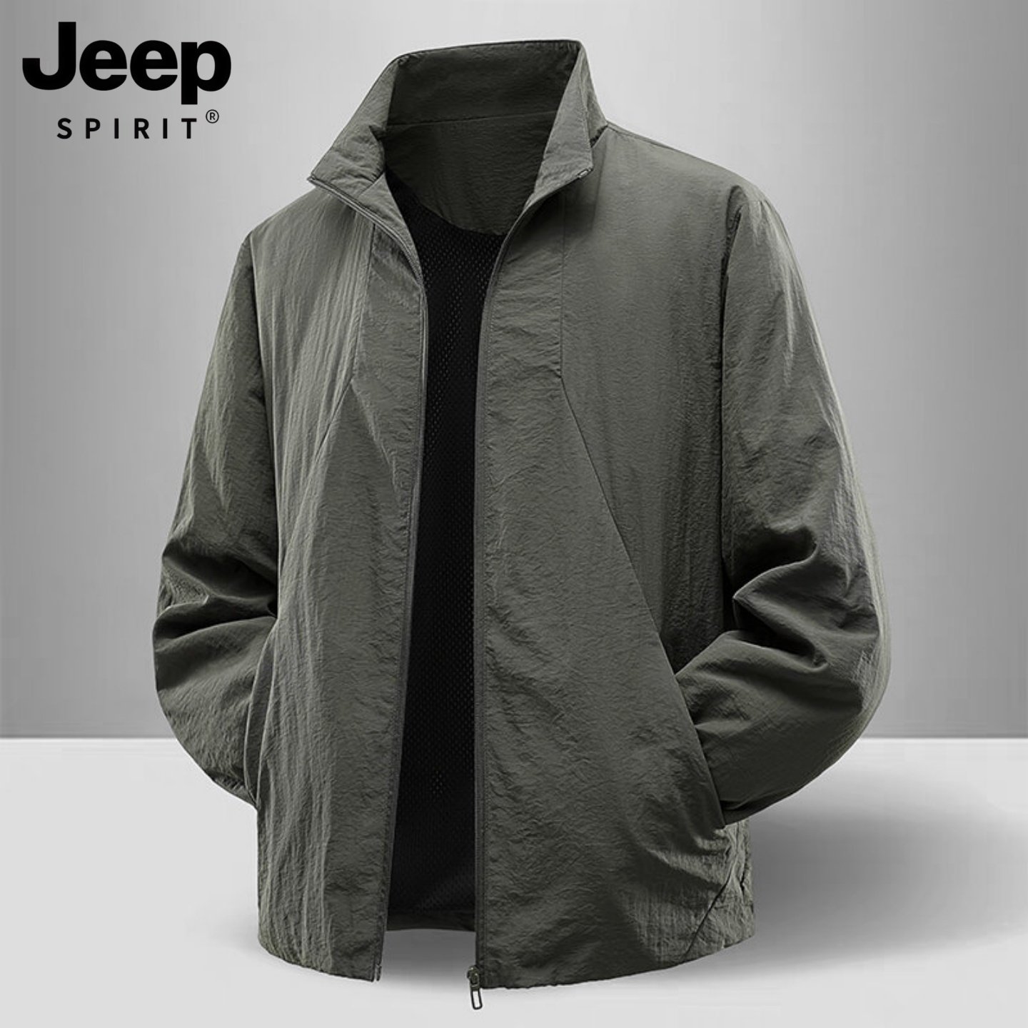 吉普休闲夹克男士春季中老年爸爸男装薄款衣服春秋款宽松运动外套