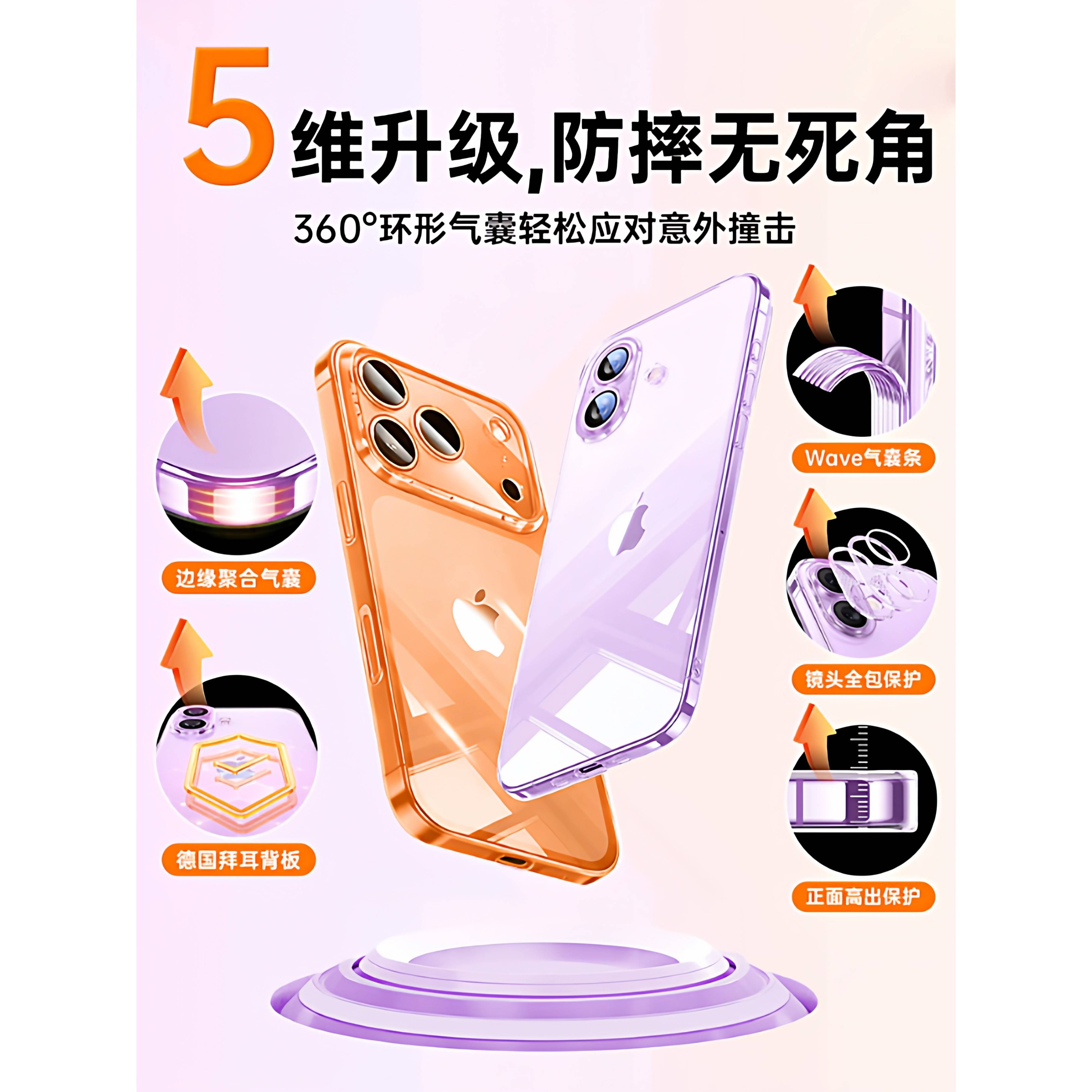 【2026新款】适用苹果17手机壳iPhone17promax透明硅胶16防摔15plus全包air保护套14高级感13pm超薄散热外软