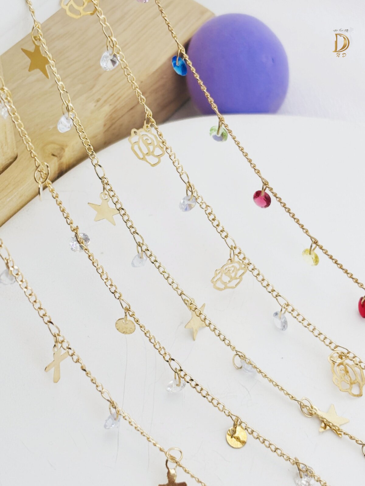 COPPER CHAIN HANDMADE NAIL ART ZIRCON STAR ROSE CROSS LOOSE CHAIN DIY CHAIN ORNAMENT GOLD AND SILVER HARDWARE