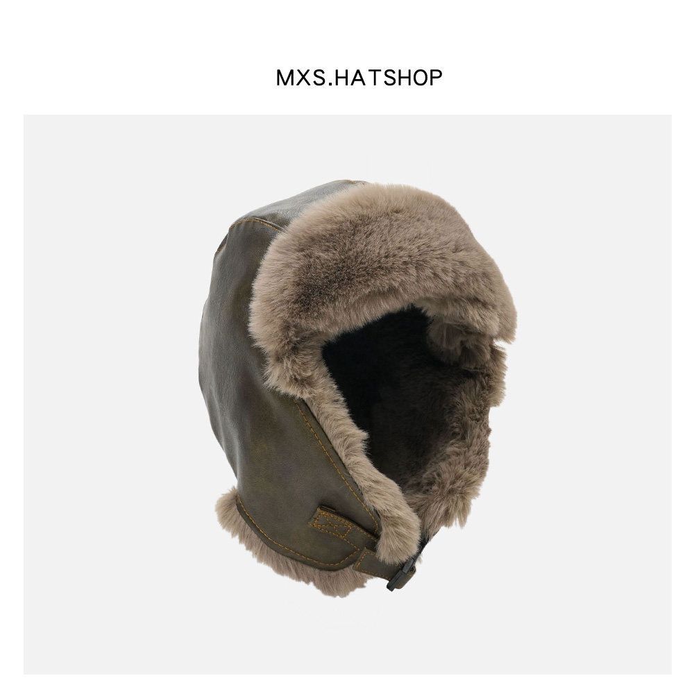 复古冬季皮质雷锋帽加厚毛绒防寒滑雪帽骑行防风东北保暖护耳帽潮