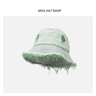 ins潮酷破洞磨边渔夫帽子男女时尚个性割破乞丐帽春秋小众盆帽潮