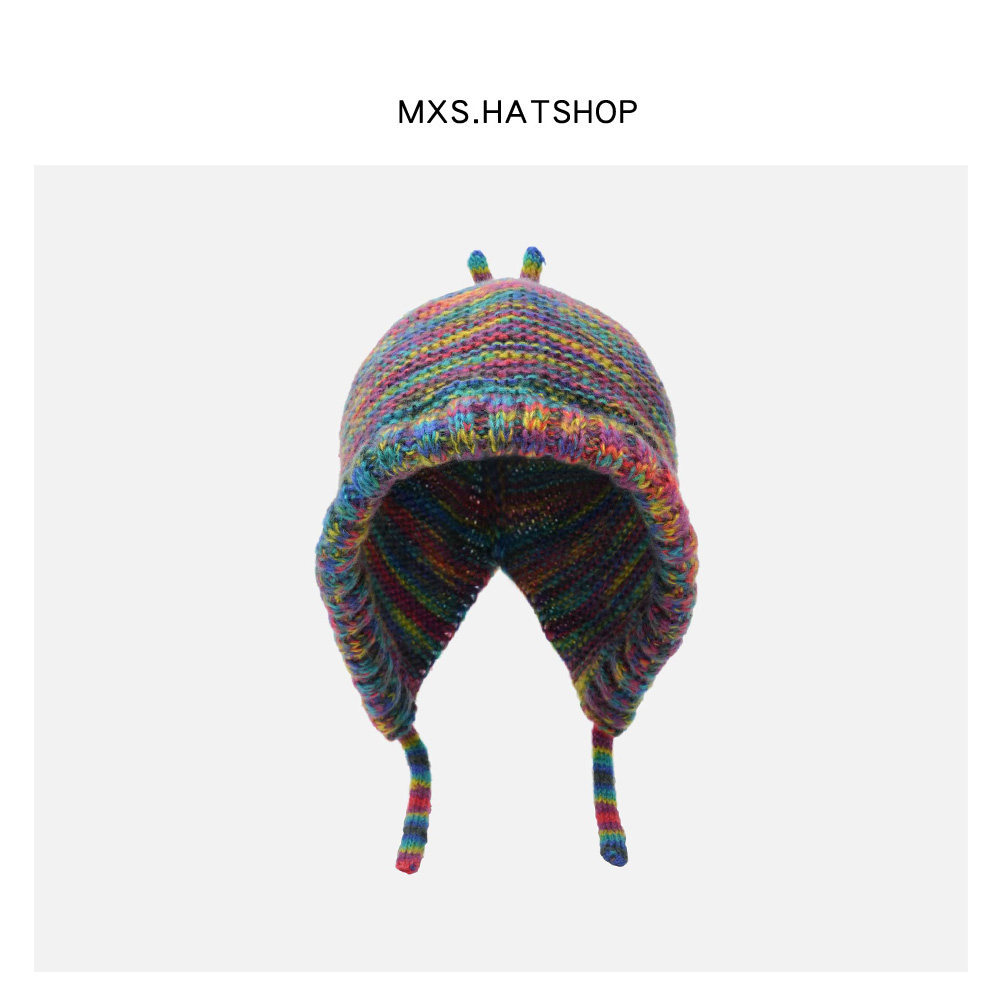 日系彩虹混色针织雷锋帽女可爱小辫子设计学生冬季保暖毛线帽冷帽,服饰配件/皮带/帽子/围巾,帽子,淘宝优惠券,粉丝福利购,淘宝优惠卷