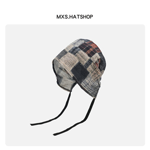 拼接缝补感~乞丐堆堆帽子女美式街头复古废土风薄款头巾套头帽男