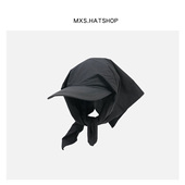 韩系复古三色头巾帽男女小众时尚 防晒绑带鸭舌帽潮 户外露营帽夏季