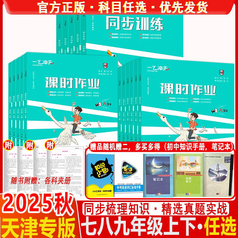 2025秋一飞冲天九年级课时作业上册下册人教版外研版七年级八年级数学物理语文英语历史道德与法治同步训练初中同步课时练专项训练