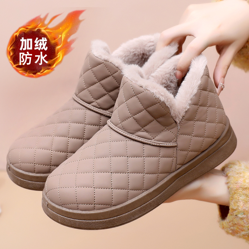 2025冬新款雪地靴女老北京布鞋女棉鞋加绒加厚底防滑舒适妈妈棉靴