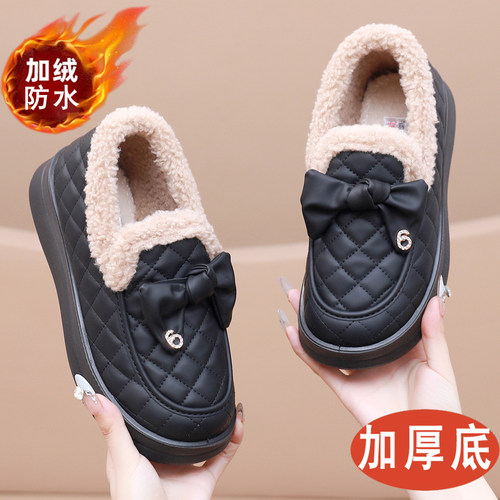 保暖皮面防水外穿学生棉鞋