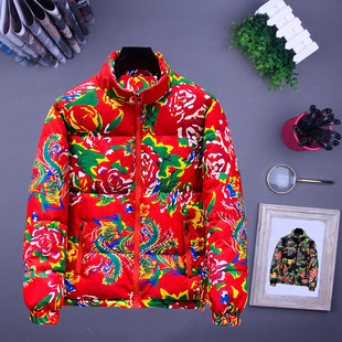 东北大花棉袄男女国潮牡丹花棉衣冬季棉服网红花袄喜庆立领面包服