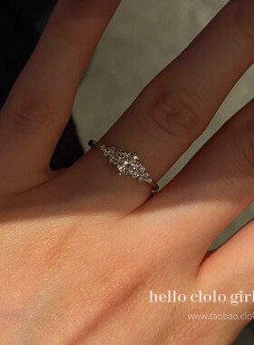 【柏林情书】莫桑石雪花钻戒轻奢高级感精致锆石细圈戒指指环爆闪