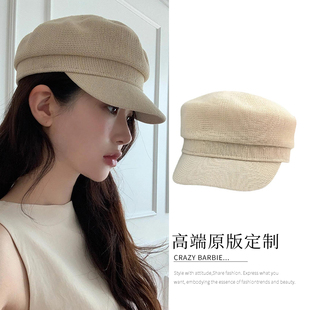 自留款！编织风贝雷帽子2025年春夏新款报童帽薄款复古八角帽子女