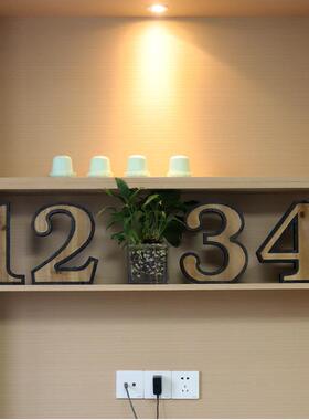 旧城古迹工业风大写数字招牌组合做旧实木木质酒吧摆件咖啡厅店铺