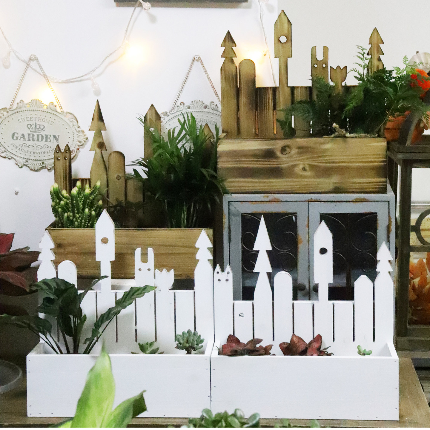 定制各类栅栏花盆田园木质围栏多肉盆可移动做旧创意矮栅栏盆栽,家居饰品,花盆,淘宝优惠券,粉丝福利购,淘宝优惠卷