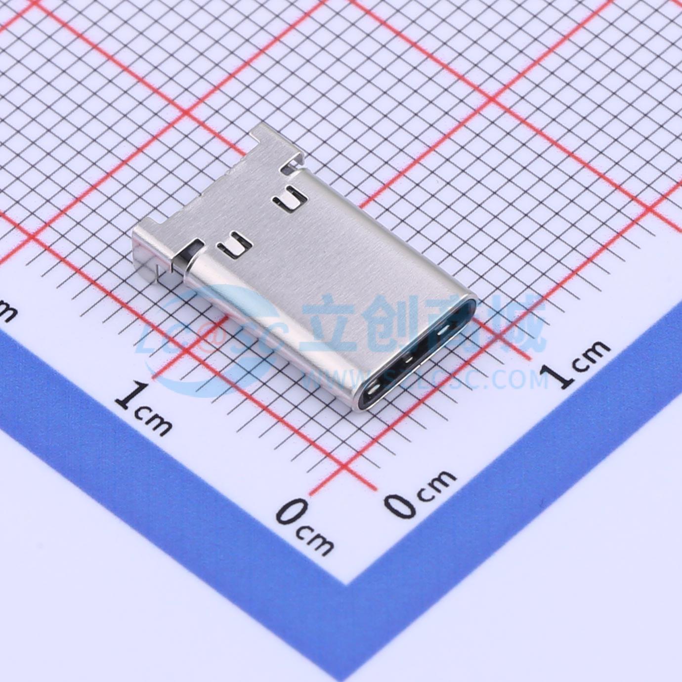 thumbnail for USB connector: GT-USB-8013A SMD plug 24-pin, sunken board 0.95mm, front plug and rear glue L1