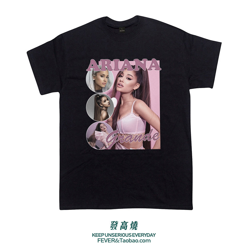 欧美街头潮牌A妹Ariana Grande同款周边印花ins超火纯棉短袖T恤潮