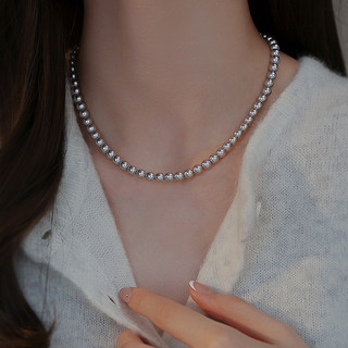 法国精工925纯银 轻奢小众灰色真多麻珍珠项链女法式高级感颈链