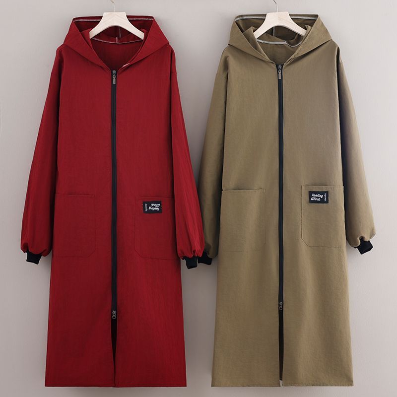 春秋洋气时尚塔丝隆长袖正穿拉链连帽加长罩衣围裙工厂车间工作服