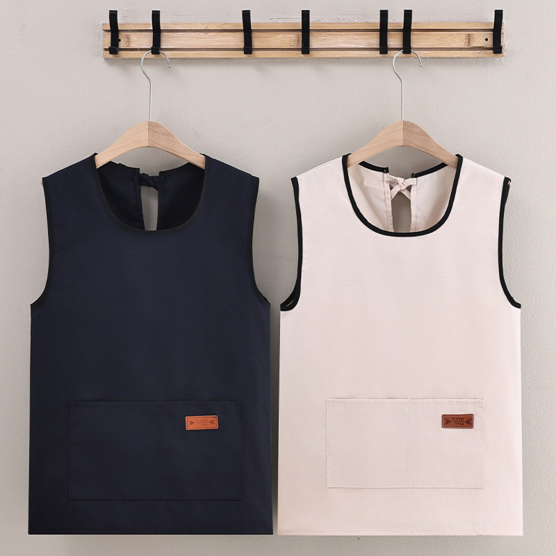 经典纯色坎肩男女小个子帆布短款防脏围裙家用超市服务员保洁围腰