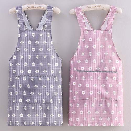 轻薄透气交叉免绑竹节棉背带家用厨房清洁围裙做饭工作服防污清洁