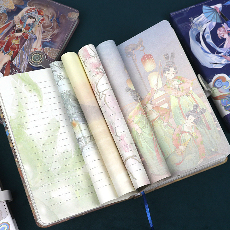 流光逝梦文艺复古风手账本少女心彩页插画日记本学生笔记本子礼物