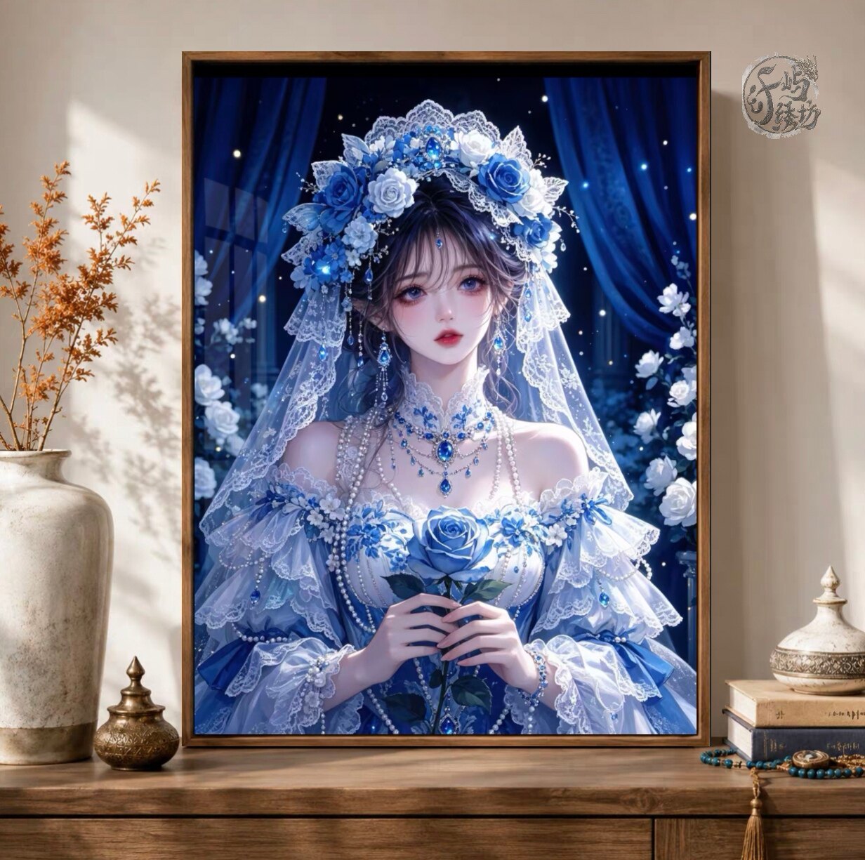 蓝玫瑰婚纱少女十字绣新款高颜值唯美人物线绣客厅卧室手工绣diy