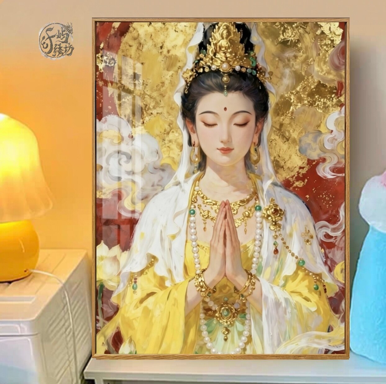 国风观音菩萨十字绣新款中式供奉人物画像线绣客厅玄关手工绣diy