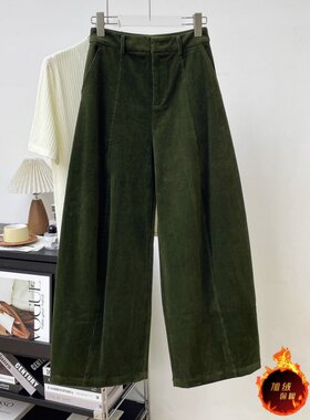 冬款条绒弯刀裤女休闲九分直筒裤