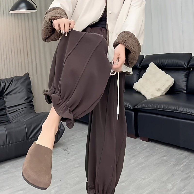 咖色花苞裤子女春秋2026新款小个子高腰显瘦九分木耳边气球灯笼裤,女装/女士精品,休闲裤,淘宝优惠券,粉丝福利购,淘宝优惠卷