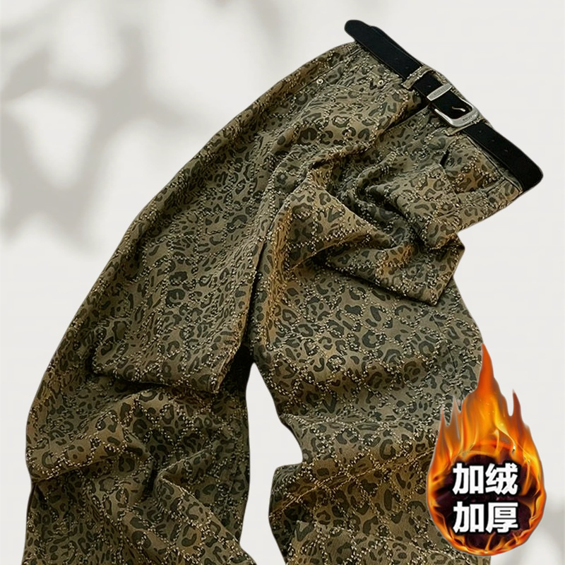 2025秋冬季加绒时尚潮流直筒长裤