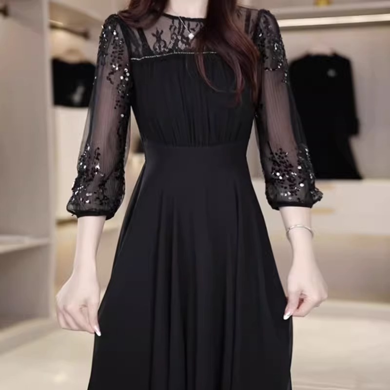 十三行爆款赫本风轻奢高级感黑色