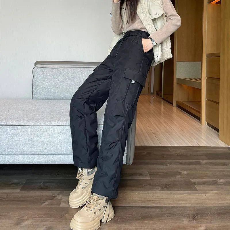 黑色工装羽绒裤女外穿秋冬季2025年新款防寒哈尔滨东北直筒棉裤子,女装/女士精品,棉裤/羽绒裤,淘宝优惠券,粉丝福利购,淘宝优惠卷