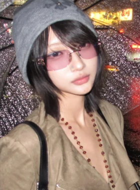 日系古早感紫色无框墨镜女款