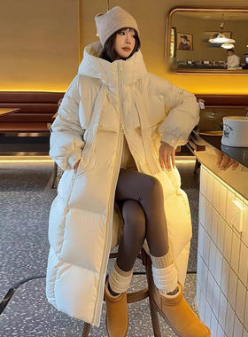 反季加厚羽绒棉服女长版过膝韩版宽松棉衣面 面包服冬季新款棉袄