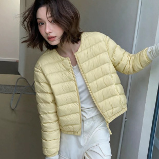 90白鸭绒2026冬新款圆领轻簿羽绒服女百搭羽短款宽松显瘦洋气外套