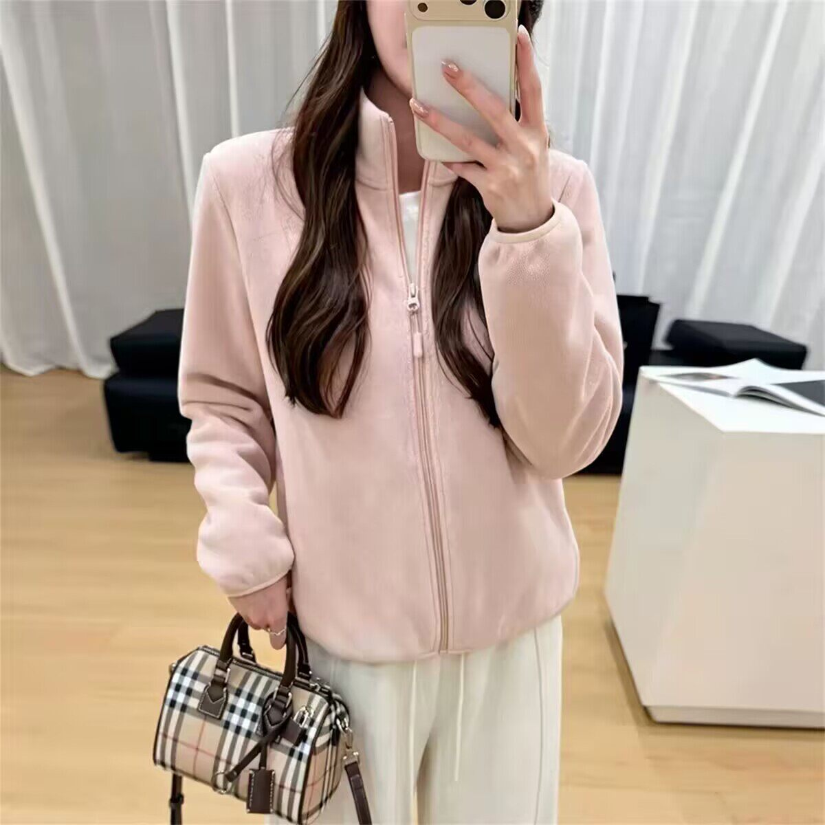 韩版立领摇粒绒卫衣女外套2026秋季新款宽松显瘦时尚百搭休闲上衣