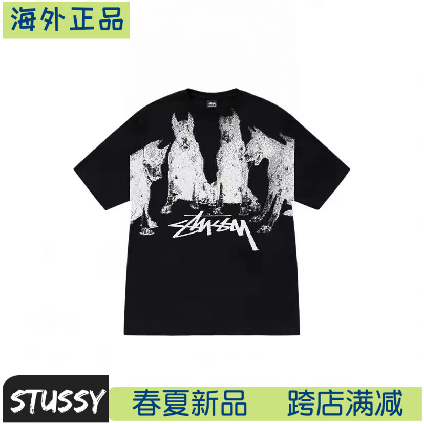 正品Stussy杜宾犬印花短袖