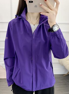 软壳冲锋衣女单层春季登山外套