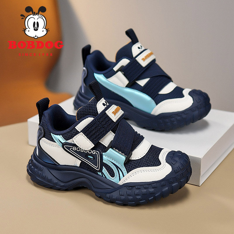 巴布豆男童运动鞋网面透气2026新款春秋季户外防踢儿童轻便跑步鞋