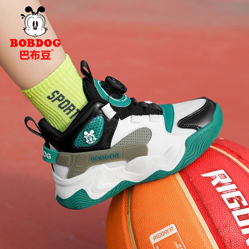 巴布豆男童篮球鞋专业训练2026新款春秋季网面透气防滑儿童运动鞋
