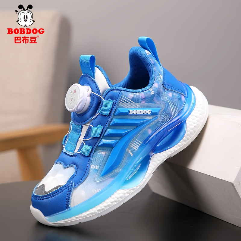 巴布豆皮面防水小学生儿童跑步鞋