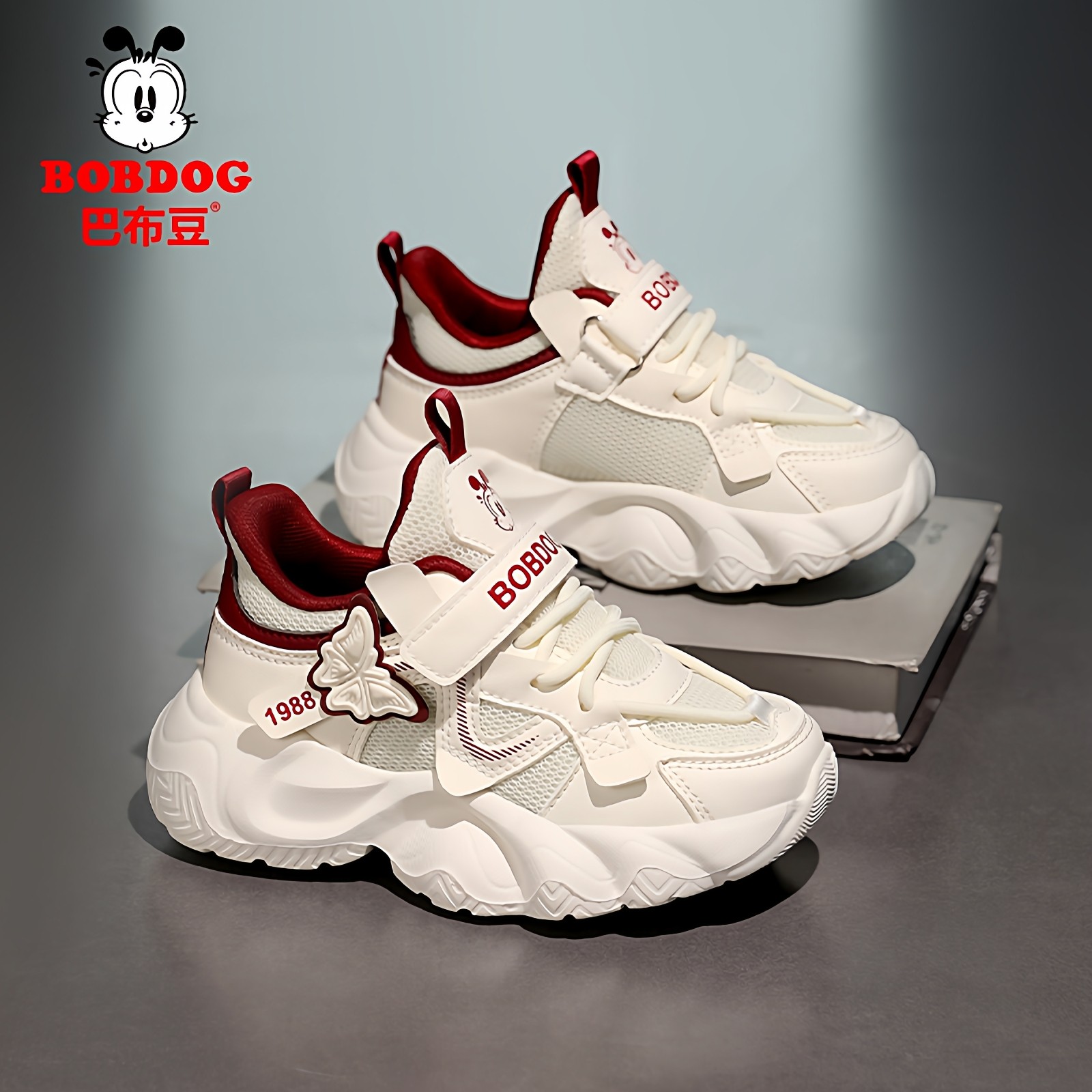 巴布豆女童运动鞋2026新款春秋季儿童网面透气防臭小女孩老爹鞋子