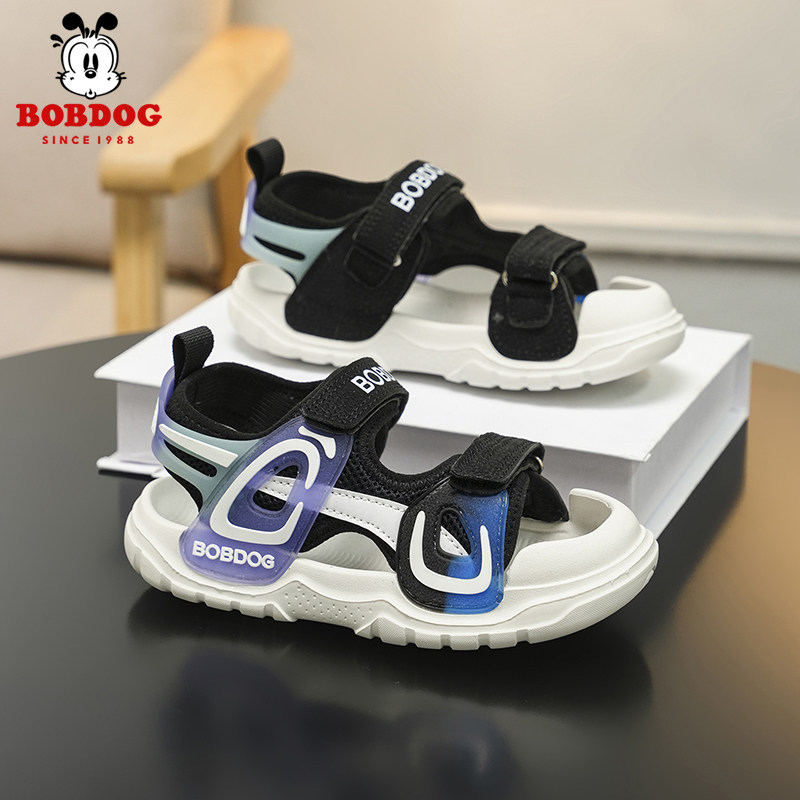 巴布豆男童凉鞋夏季2026新款中大童露趾时尚包头防踢儿童沙滩鞋