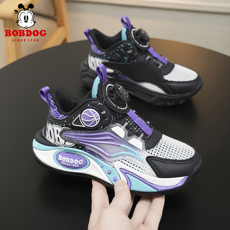 巴布豆官方儿童篮球鞋镂空单网2026夏季透气防臭轻便男童运动鞋