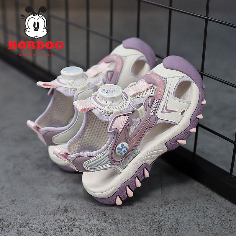 巴布豆儿童女凉鞋夏季2026新学生运动防滑软底包头防踢女童沙滩鞋